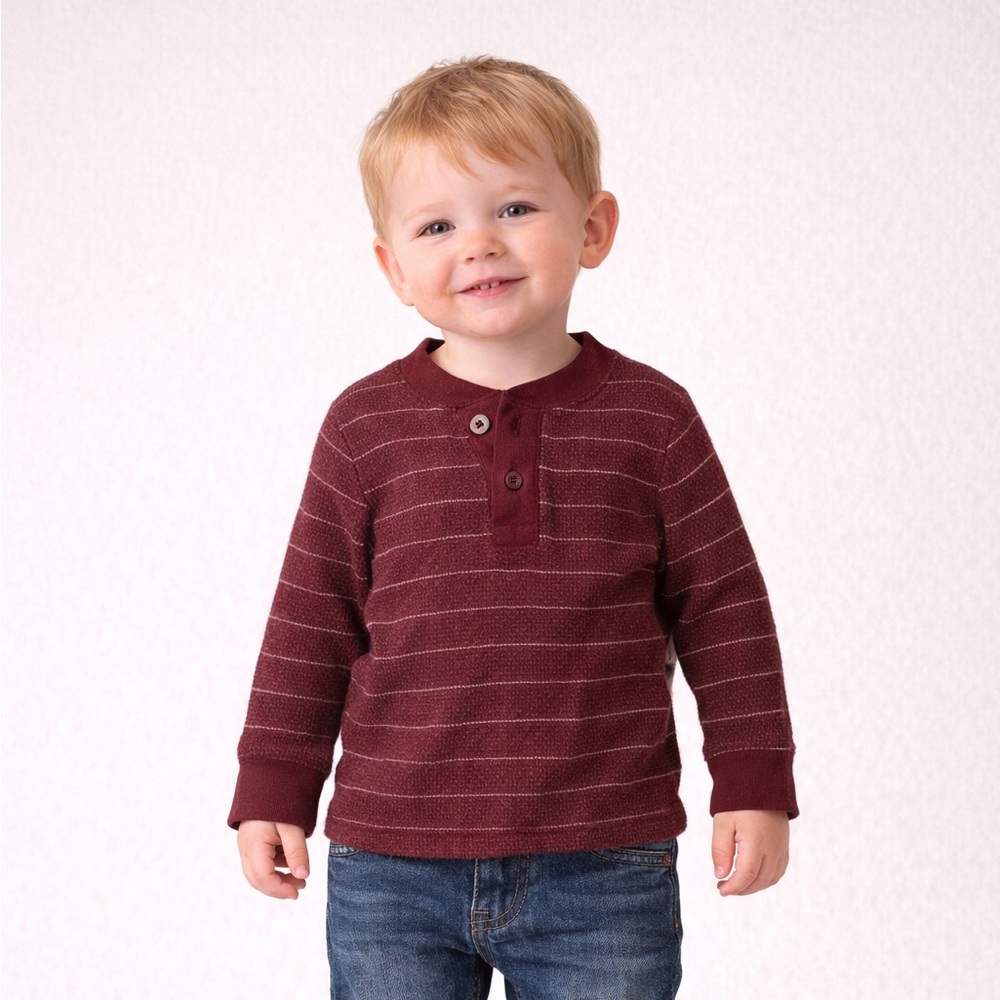 Cherokee Maroon Striped Kids Sweater
